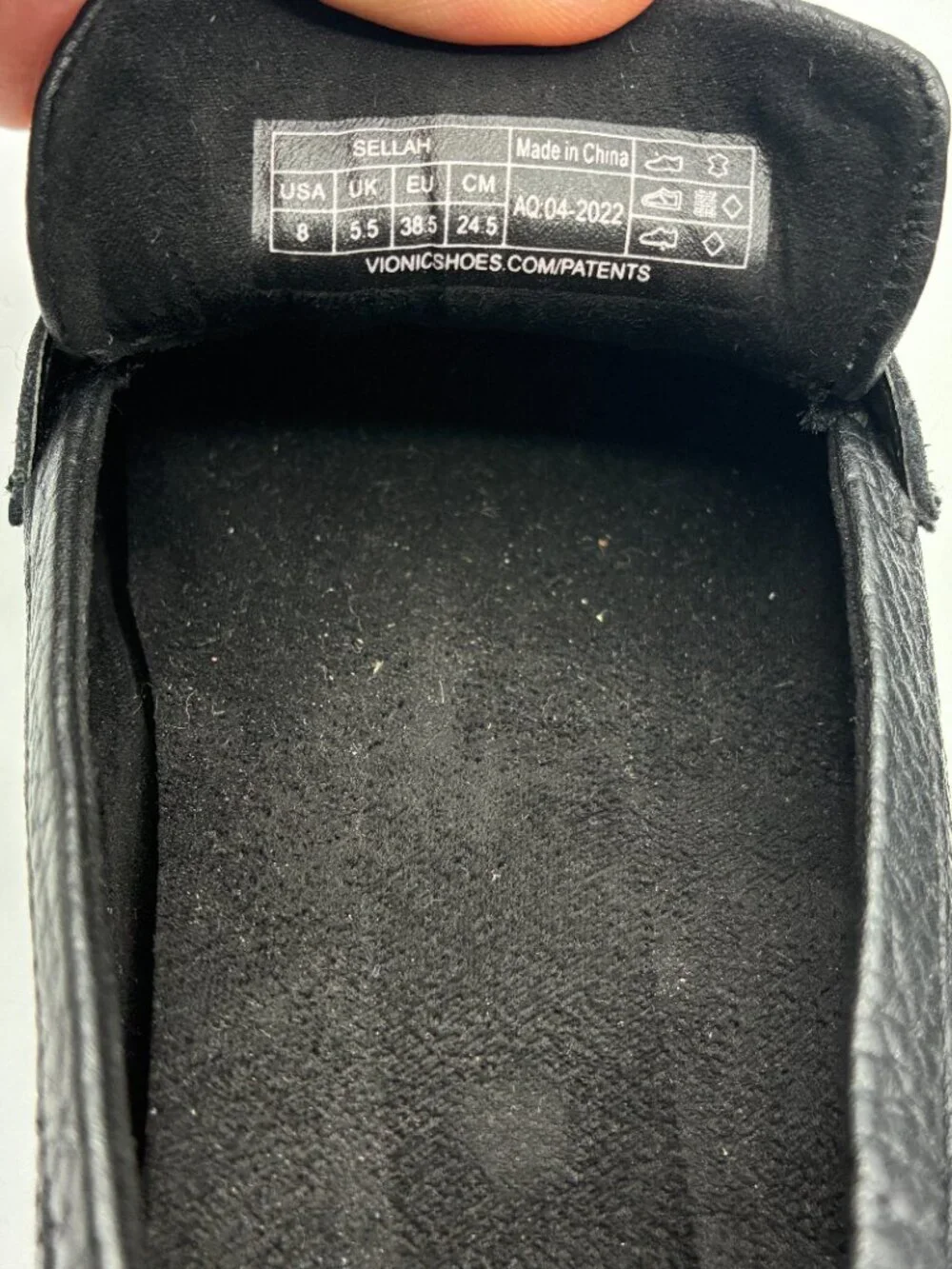 Vionic Shoes Black Pebbled Leather Sellah Loafers Slip On Flats